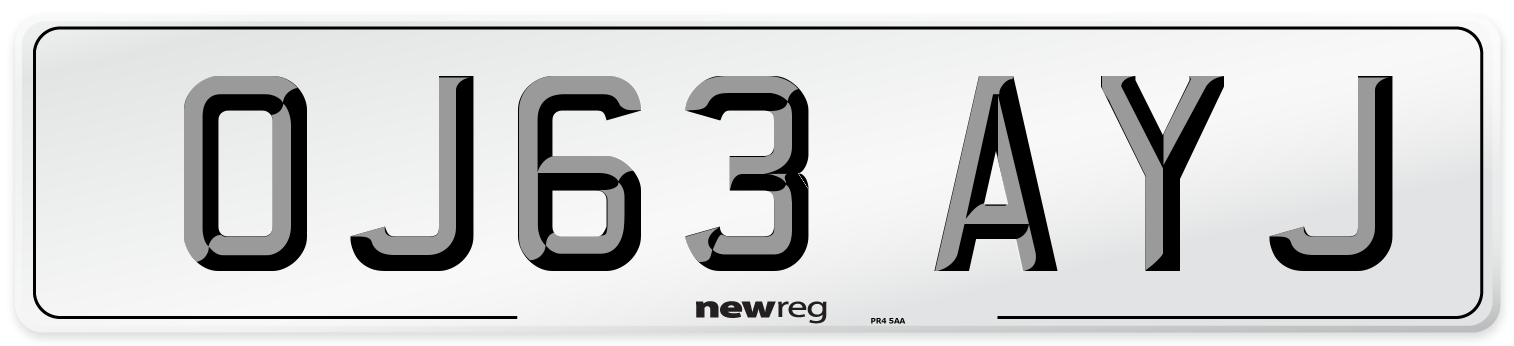 OJ63 AYJ Number Plate from New Reg